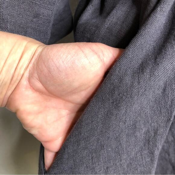 Milkit charcoal gray linen belted wrap nursing robe / cardigan size One Size - Picture 6 of 15